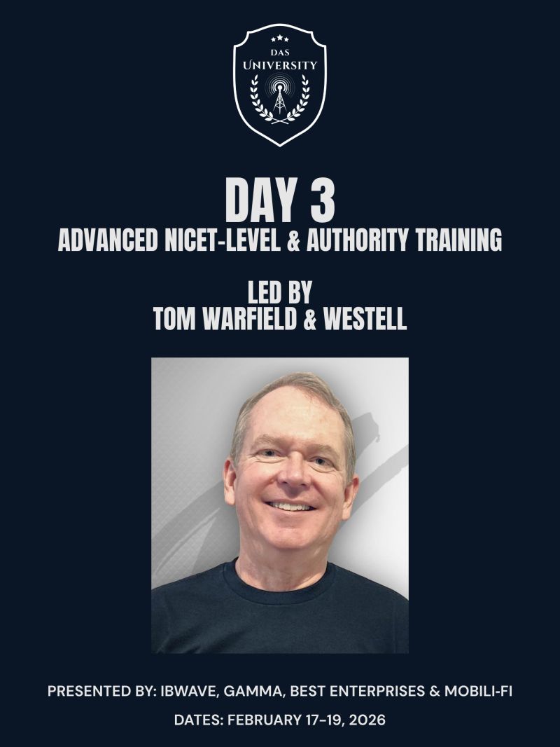 Day 3 is led by Tom Warfield and Westell and is designed for the professionals who are responsible for system integrity — not just pulling cable.