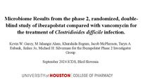 Presentation at ICDS Conference, September 2024, Microbiome Results from the phase 2, randomized, double-blind study of ibezapolstat compared with vancomycin for the treatment of Clostridioides difficileinfection