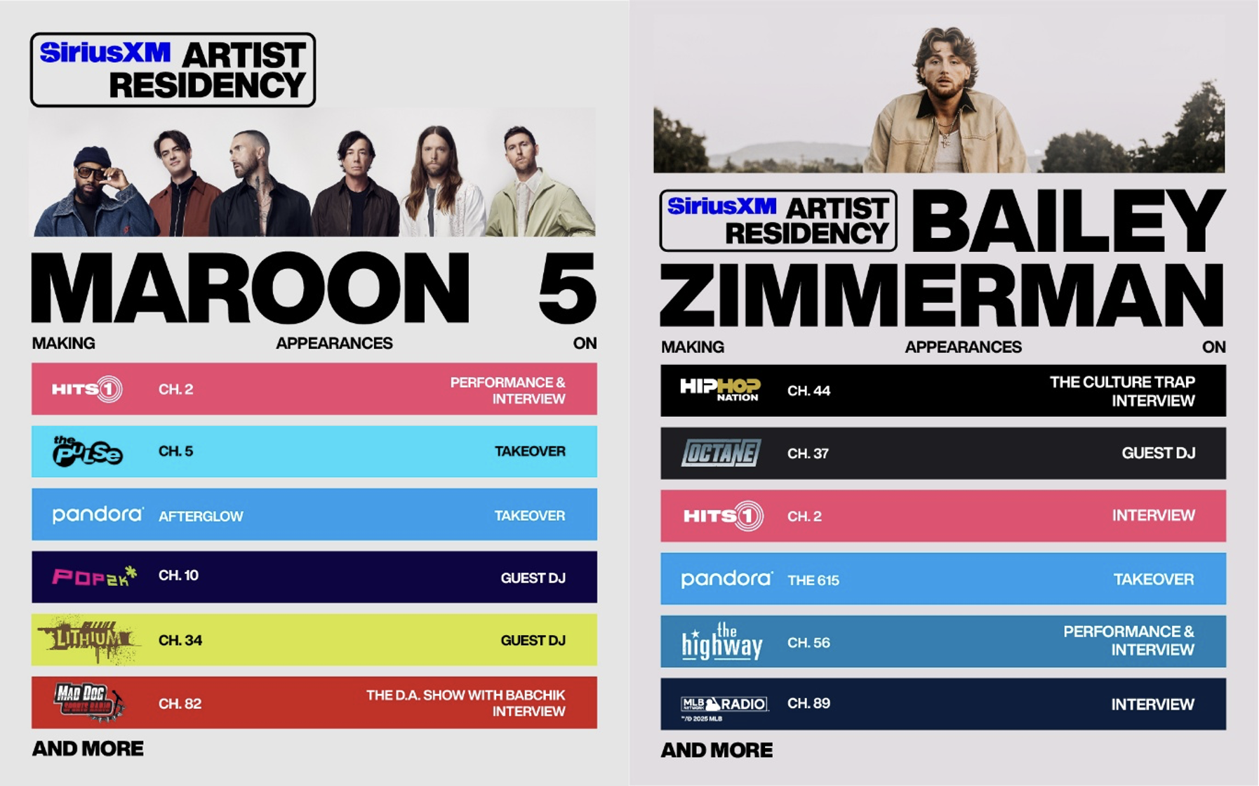 SiriusXM Artist Residency - Maroon 5 and Bailey Zimmerman