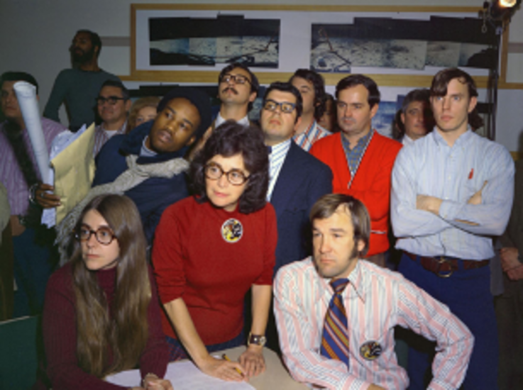 Apollo engineers celebrate the Apollo 17 splashdown at a party. Image courtesy: Draper.