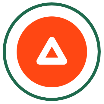 Esko ArtPro icon featuring circular design with dark green border, containing a solid orange circle with a white upward-pointing triangle in its center.