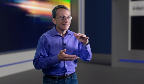 Pat Gelsinger, CEO of Intel Corporation, speaks during a virtual presentation as part of the 