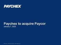 Paychex Announcement of Paycor Acquisition
