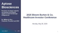 Aptose Corporate Presentation - Bloom Burton Conference