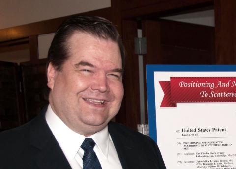 J.P. Laine of Draper earned an award from the Boston Patent Law Association at its annual Invented Here! ceremony for a patent describing a novel navigation system that uses sky glow. (Photo credit: Sunstein partner Lisa Tittemore.)