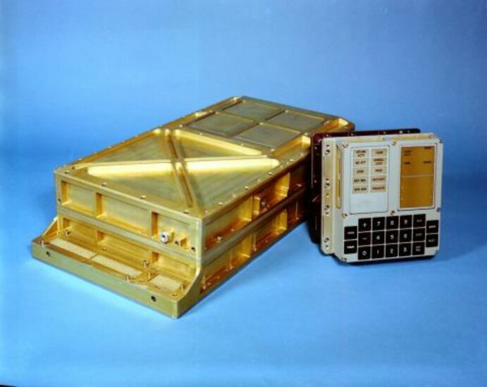 The DSKY used by NASA astronauts for the Apollo Guidance Computer.