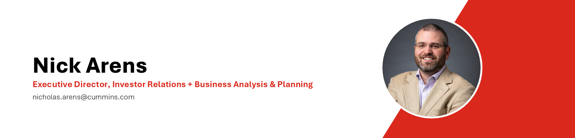 NIck Arens, Executive Director, Investor Relations + Business Analysis & Planning